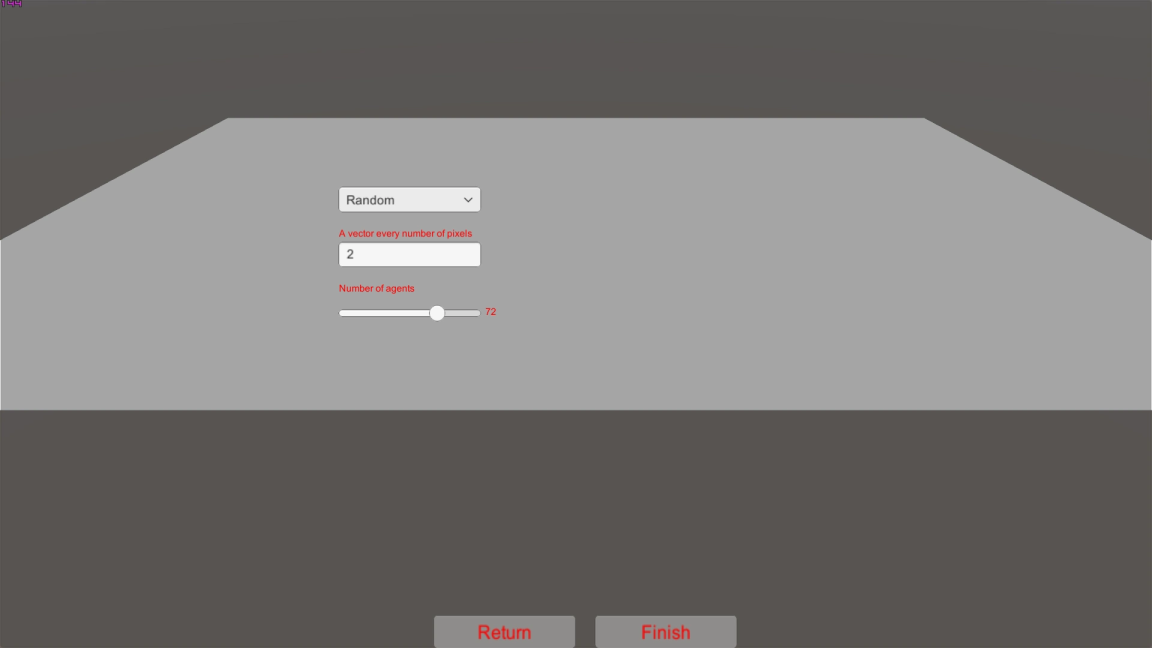 Menu Showing Flow Field Customisation